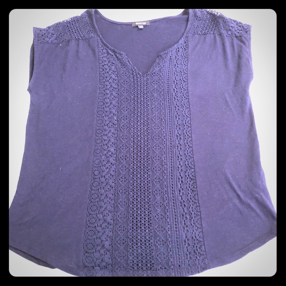 Navy Capped Sleeve Top